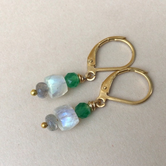 Sundance Charm Earrings Moonstone Emerald Labradorite - Picture 7 of 7